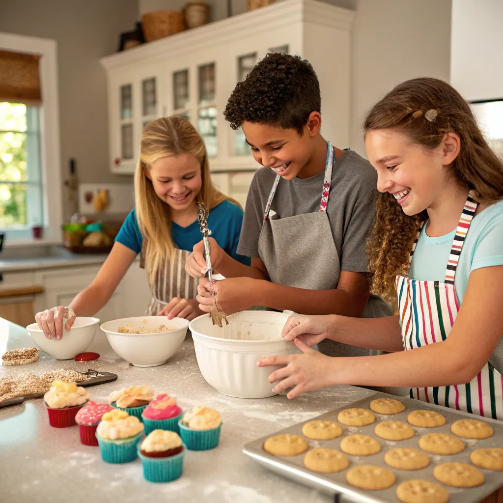 Group of students enjoying a baking session