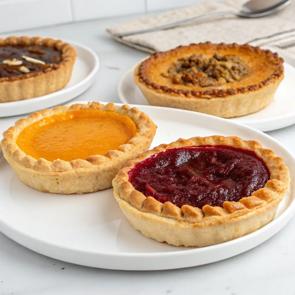 Selection of gourmet pies with golden crusts